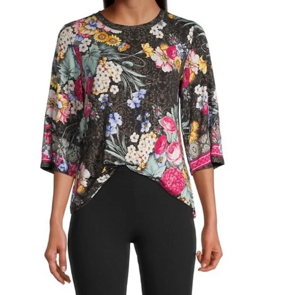 Johnny's - なあ NWT Johnny Was Onyx Sistine Multi Floral Print Top Size X Large